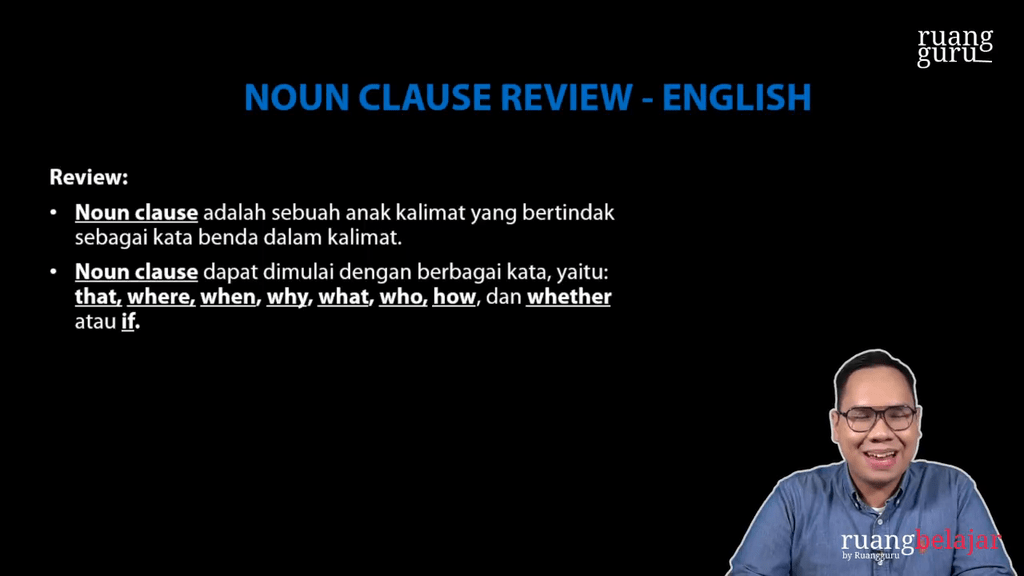 Video Belajar Noun Clause Review Practice Bahasa Inggris Untuk Kelas IPA