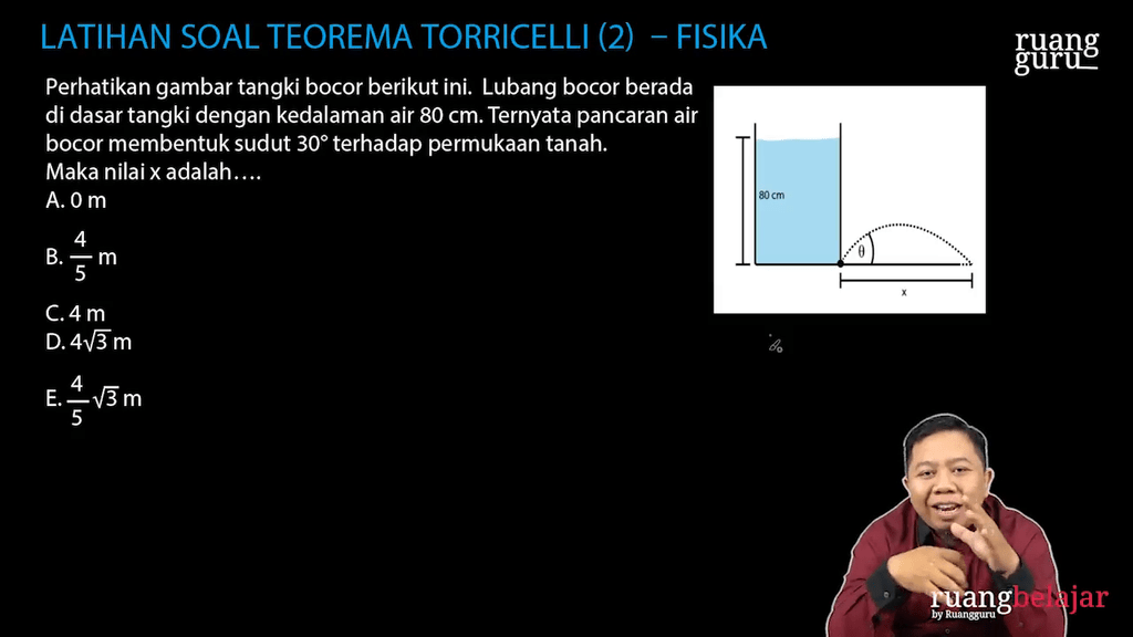 Video Belajar Latihan Soal Teorema Torrcelli (2) Fisika Untuk Kelas 11 IPA