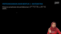 Latihan Soal Pertidaksamaan Irasional (Bentuk Akar) 3