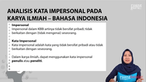 Analisis Kata Impersonal pada Karya Ilmiah