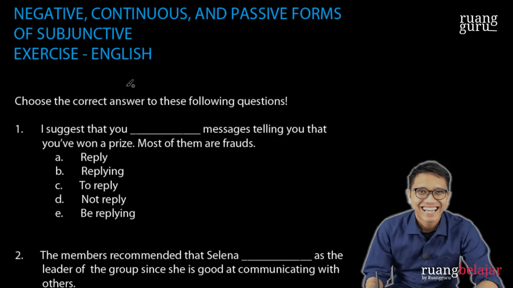 Video belajar Negative, Continuous, and Passive Forms of Subjunctive ...