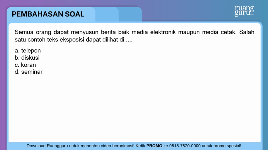 Contoh Berita Yang Baik – Ujian