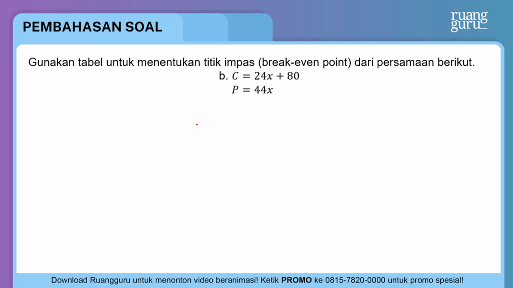 Gunakan Tabel Untuk Menentukan Titik Impas Break Roboguru