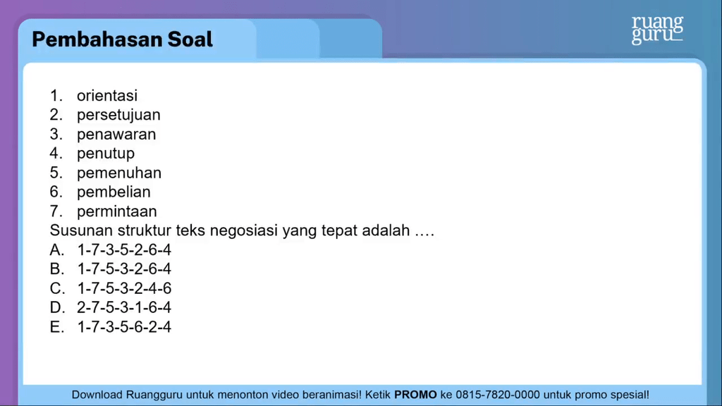 Susunan Struktur Teks Negosiasi Yang Tepat Adalah Roboguru