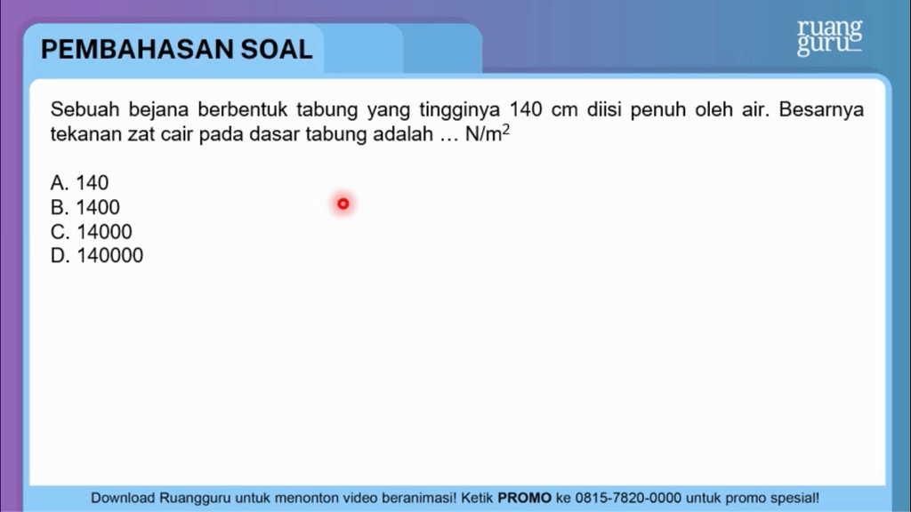 Sebuah Bejana Berbentuk Tabung Yang Tingginya 140 Cm