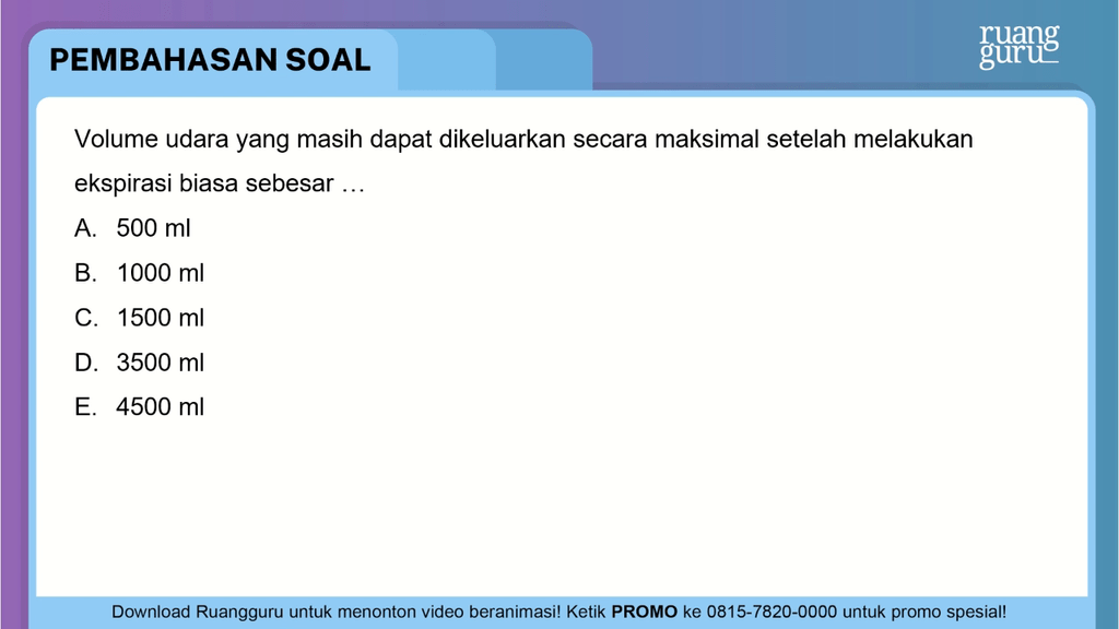 Volume udara yang masih dapat dikeluarkan secara m...