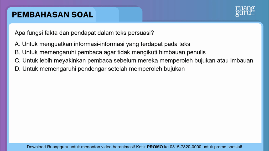 Apa Fungsi Fakta Dan Pendapat Dalam Teks Persuasi Apa Fungsi Fakta Dan Pendapat Dalam Teks Persuasi
