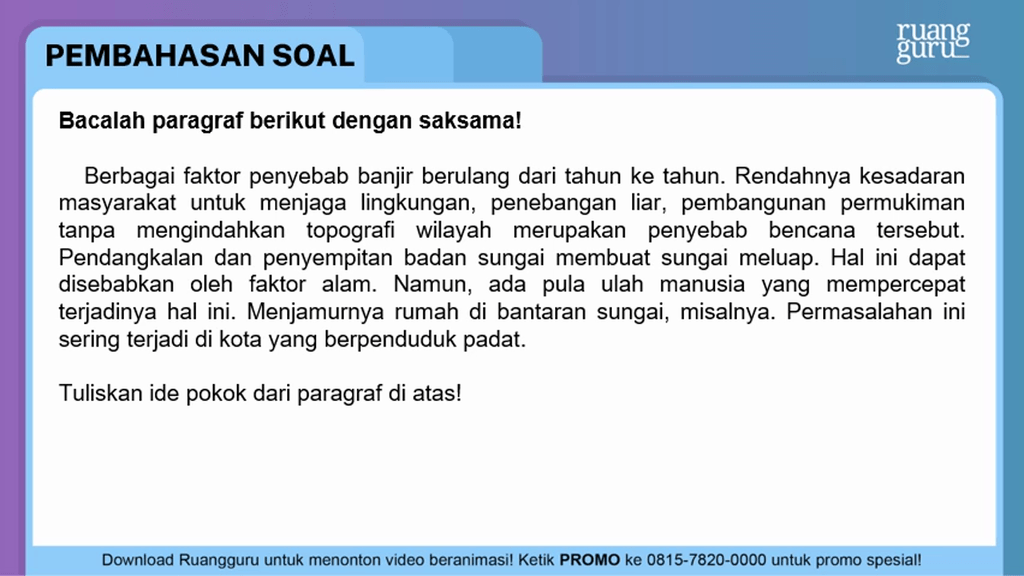 Tuliskan Ide Pokok Dari Paragraf Di Atas