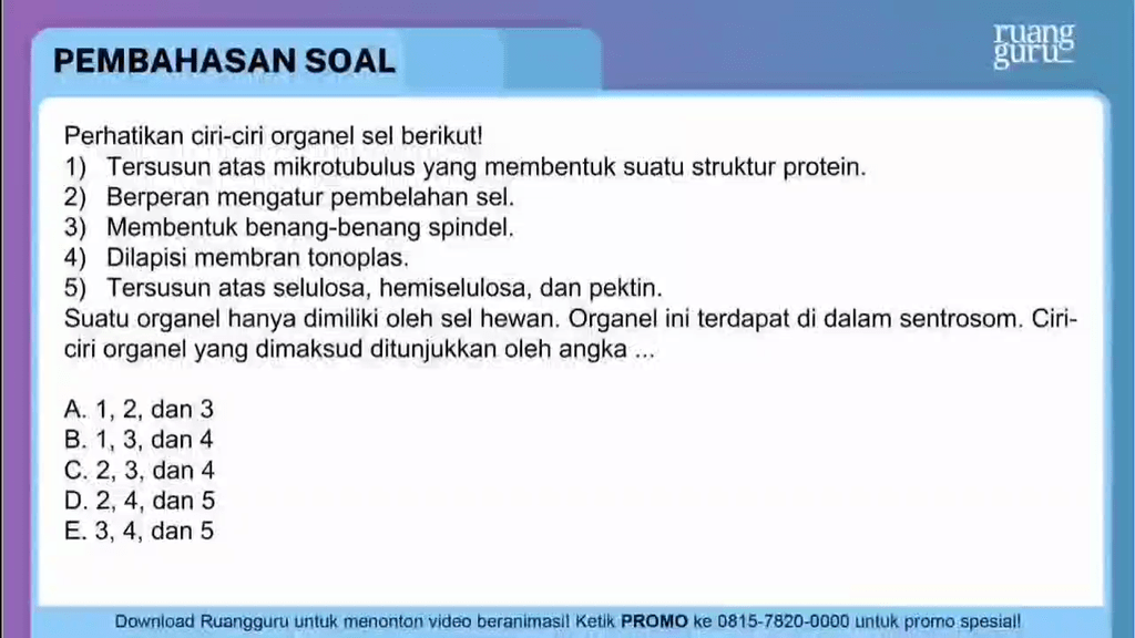 Perhatikan Ciri-ciri Organel Sel Berikut Tersu
