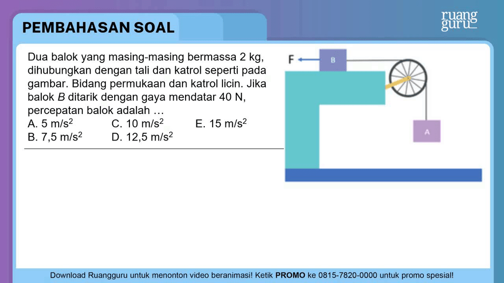 Dua Balok Yang Masing-masing Bermassa 2 Kg, Dihubu...