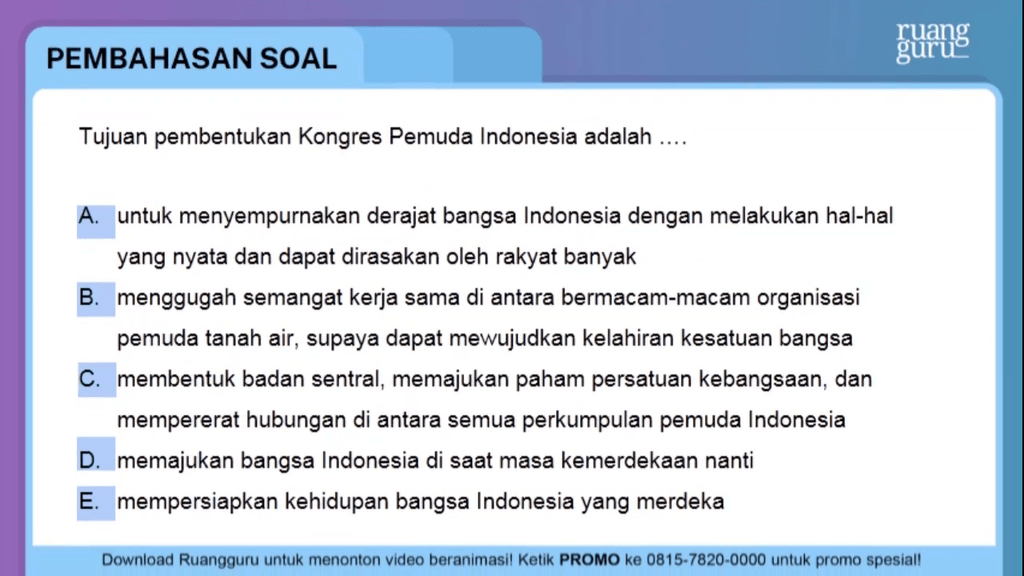 Tujuan Pembentukan Kongres Pemuda Indonesia Adalah