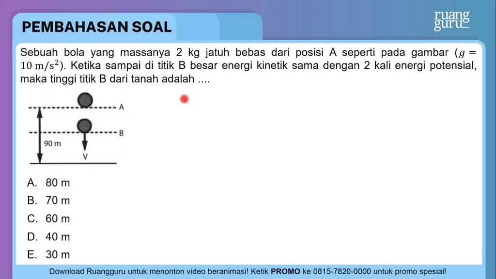 Sebuah Bola Yang Massanya 2 Kg Jatuh Bebas Dari Po...