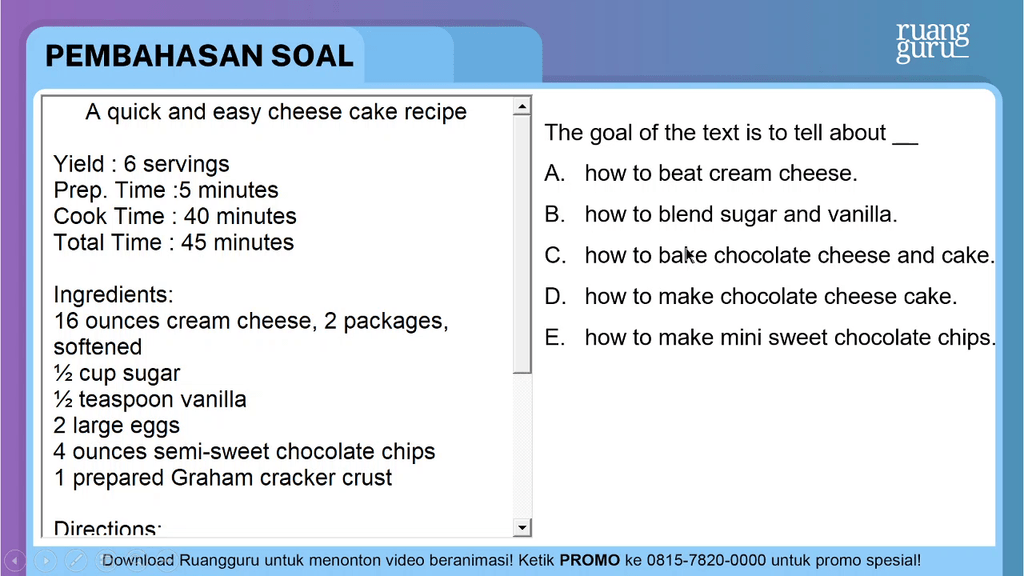 What Is The Purpose Of The Text About How To Make Cheesecake What Is The Purpose Of The Text About How To Make Cheesecake