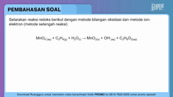 Setarakan reaksi redoks berikut dengan metode bila