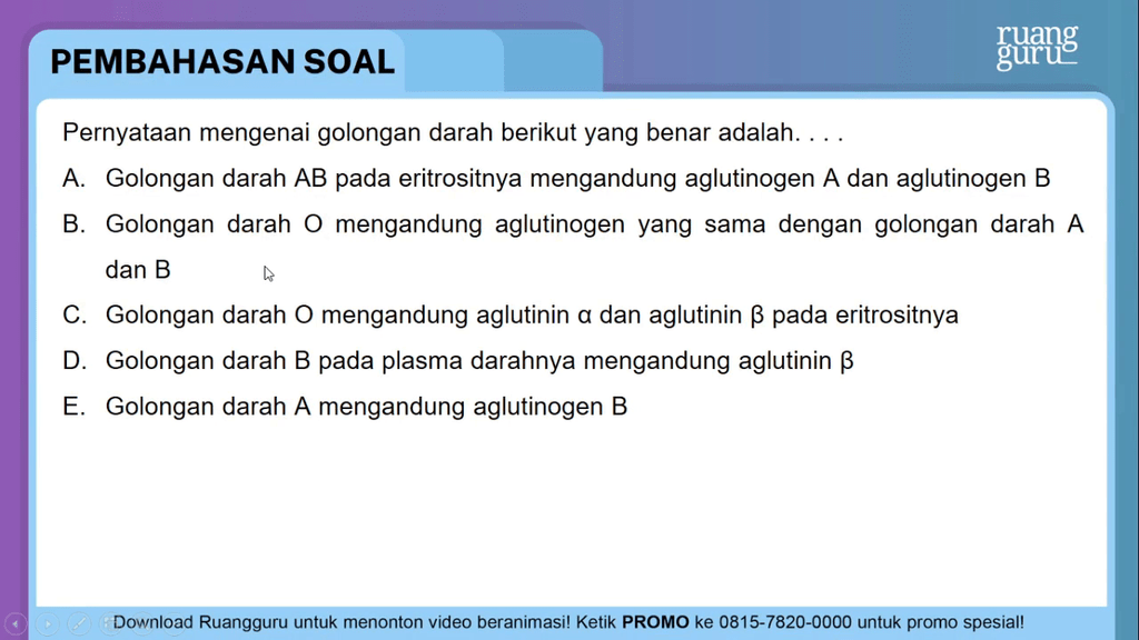 Pernyataan Mengenai Golongan Darah Berikut Yang Be...