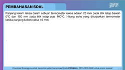 Panjang kolom raksa dalam sebuah termometer raksa ...