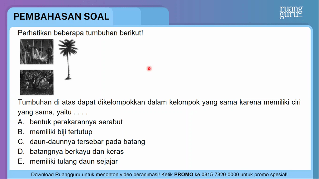 Perhatikan Beberapa Tumbuhan Berikut! Tumbuh...