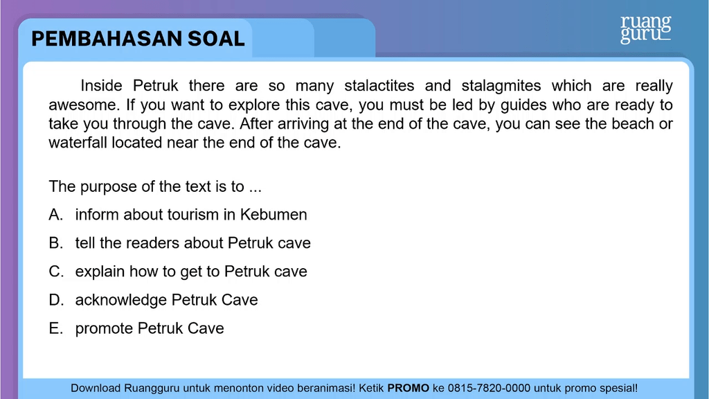 What Is The Purpose Of The Text Petruk Cave