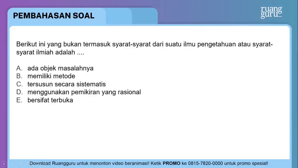 Berikut Ini Yang Bukan Termasuk Syarat-syarat Dari