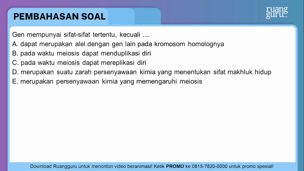 Gen Mempunyai Sifat Sifat Tertentu Kecuali