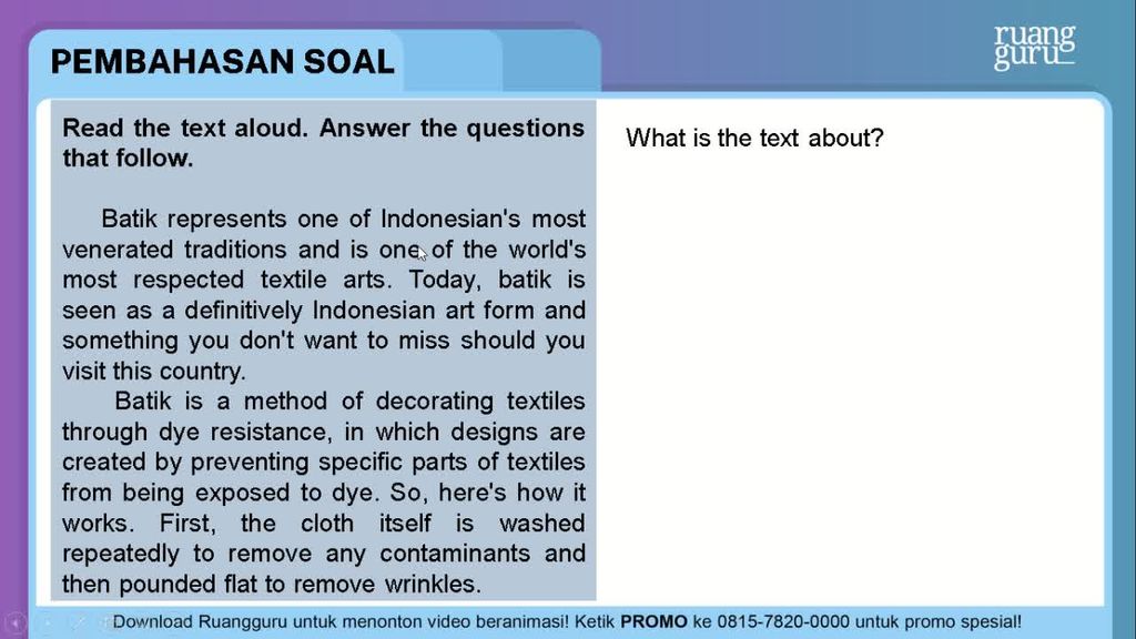 What Is The Text About Answer