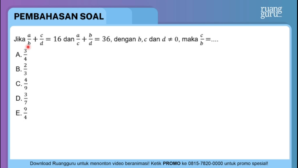 Jika B A + D C = 16 Dan C A + D B = 36 , D...