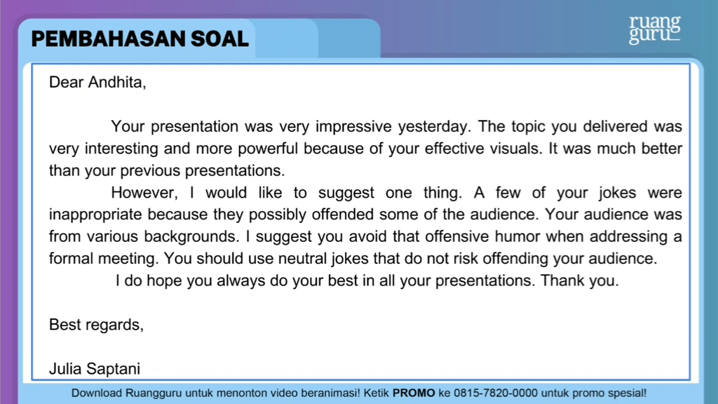 What Is The Text About Dear Andhita