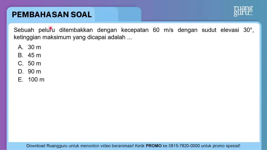 Sebuah Peluru Ditembakkan Dengan Kecepatan 60 M/s ...