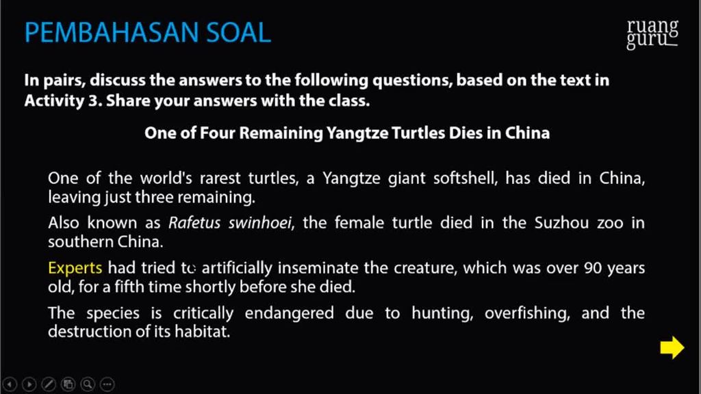 What Is The Purpose Of The Text One Of Four Remaining Yangtze Turtles Died In China