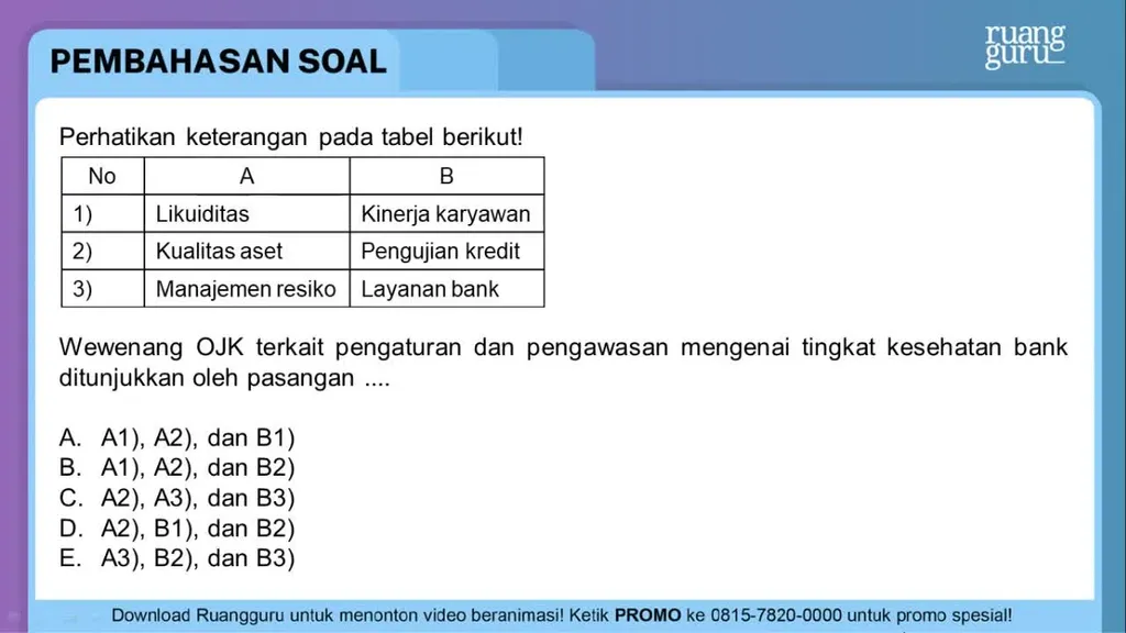 Perhatikan Keterangan Pada Tabel Berikut!