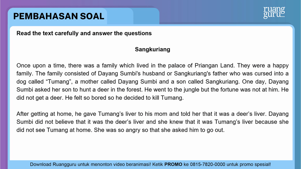 What Is The Purpose Of The Text Sangkuriang