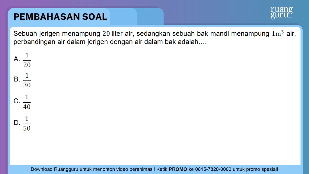 Sebuah Jerigen Menampung Liter Air Sedangkan S