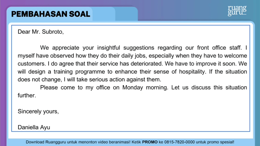 What Is The Purpose Of The Text Dear Mr Subroto