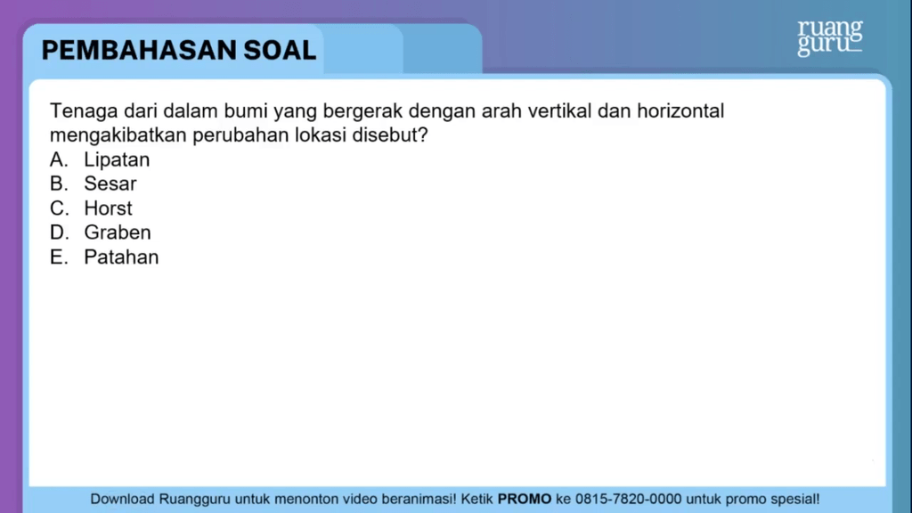 Tenaga Dari Dalam Bumi Yang Bergerak Dengan Arah V