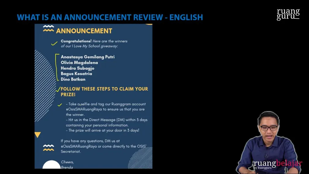 Video Belajar What Is An Announcement Review Bahasa Inggris Untuk Kelas ...