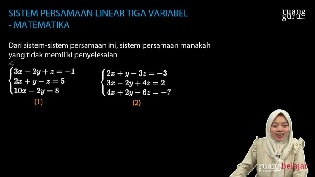 Video Belajar Latihan Soal 3 SPLTV Matematika Untuk Kelas 10