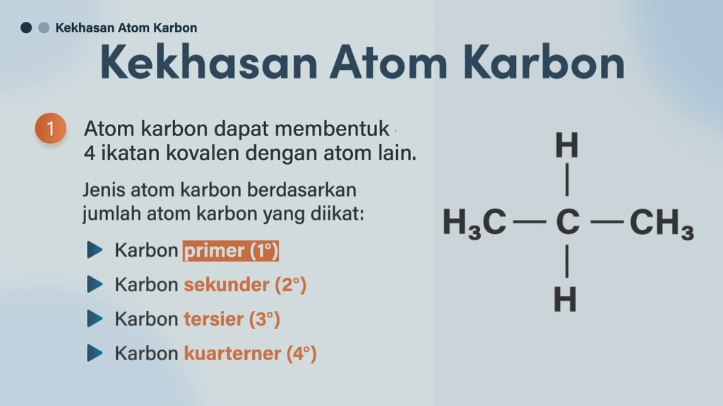 Pernyataan yang tepat mengenai kekhasan atom karbon adalah