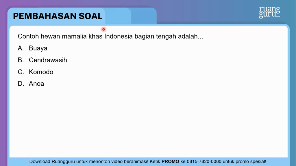 Contoh hewan mamalia khas Indonesia bagian tengah ...